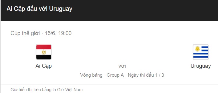 Dự đoán Ai Cập vs Uruguay 19h ngày 15/6: Giấc mơ vô địch