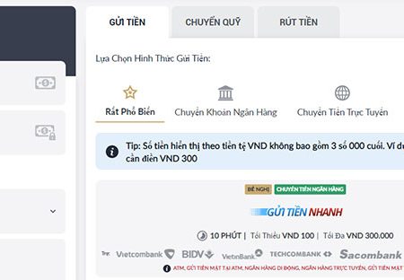 Cách nạp tiền vào M88 bằng chuyển khoản trực tuyến